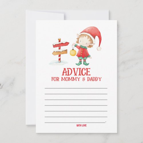 Elf Advice for Mommy  Daddy Note Card