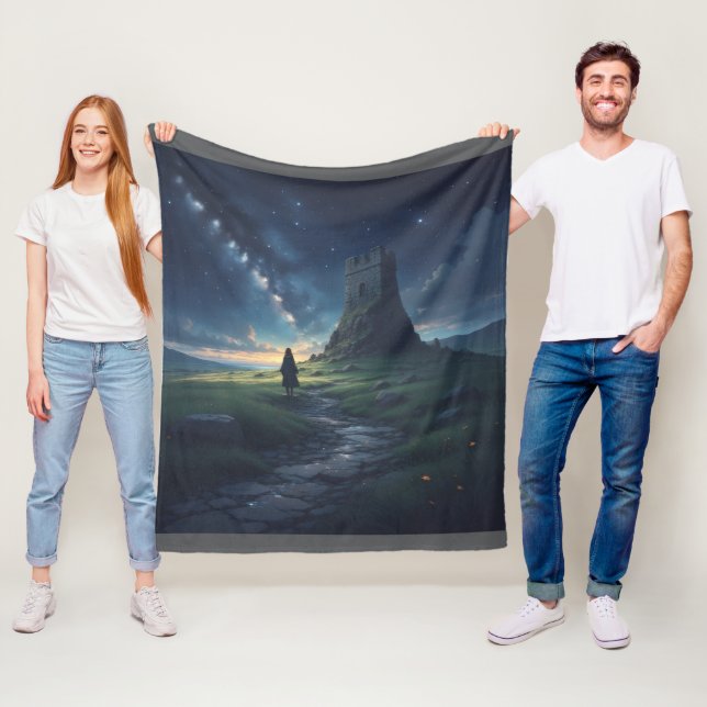 Elf Ancient Ireland Night Sky Fleece Blanket (In Situ)