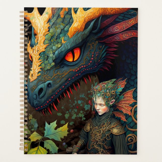 Elf And Dragon Fantasy Art Planner (Front)
