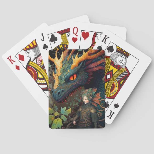Elf And Dragon Fantasy Art Poker Cards (Back)