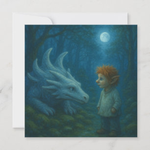 Elf and Dragon in Moonlight Invitation