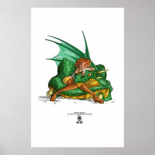 Elf and Dragon Poster