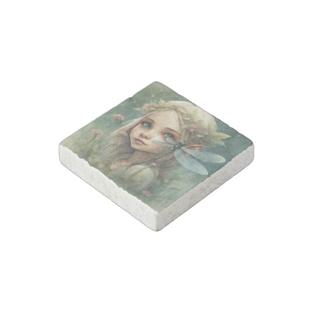 Elf and Dragonfly 3 Stone Magnet (Angled)