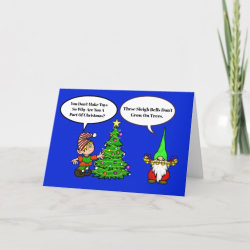 Elf and Gnome Funny Christmas Card