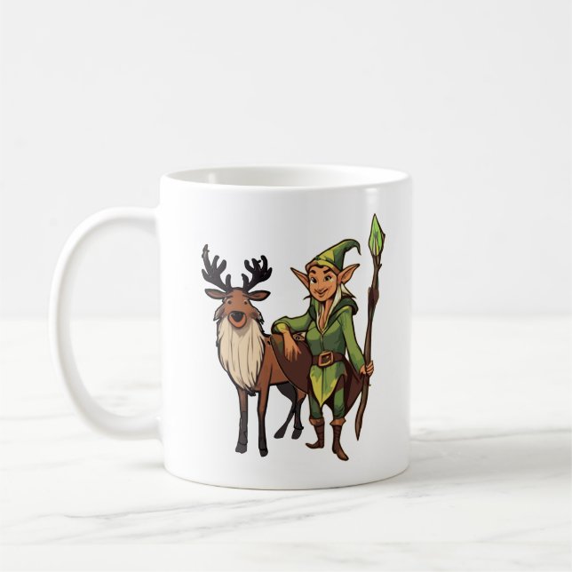 Elf and Reindeer Fantasy Lover's Mug (Left)