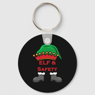 Elf And Safety, Funny Health &amp; Safety Elf Long Keychain