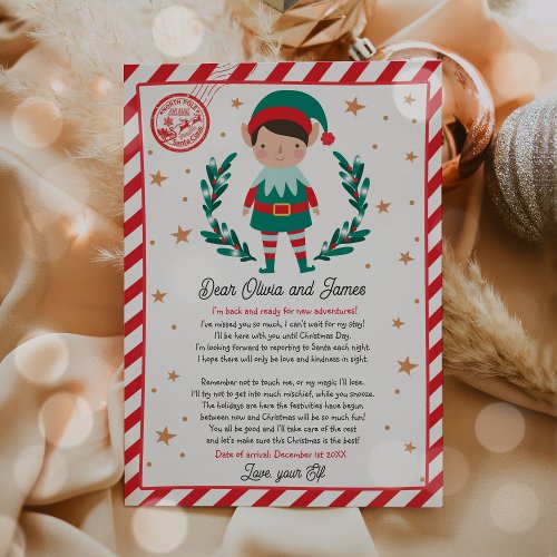 Elf Arrival Letter Hello From Your Elf Elf Notes  Invitation