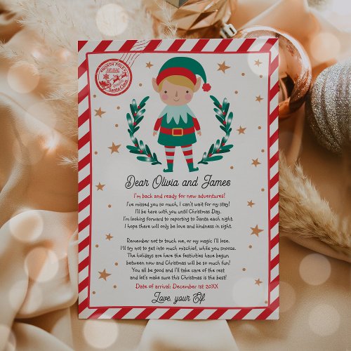 Elf Arrival Letter Hello From Your Elf Elf Notes  Invitation