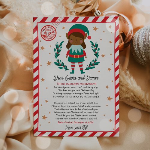 Elf Arrival Letter Hello From Your Elf Elf Notes  Invitation