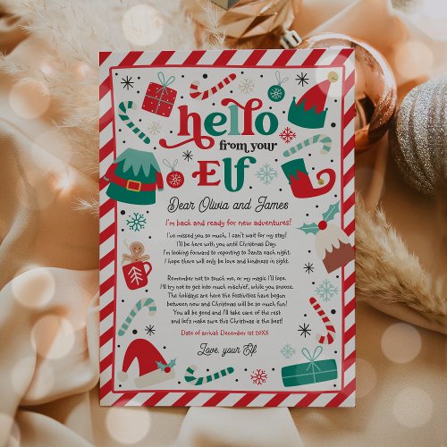 Elf Arrival Letter Hello From Your Elf Elf Notes  Invitation