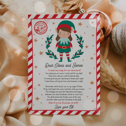 Elf Arrival Letter Hello From Your Elf Elf Notes  Invitation