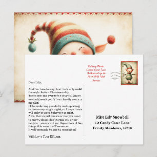 Elf Arrival Letter   North Pole Welcome Message Postcard