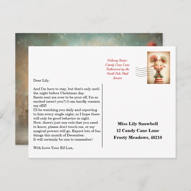 Elf Arrival Letter | North Pole Welcome Message Postcard (Front/Back)