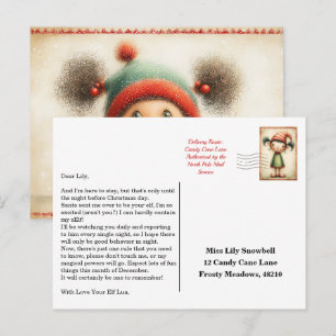 Elf Arrival Letter   North Pole Welcome Message Postcard