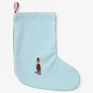 Elf At Attention blue Christmas stocking small