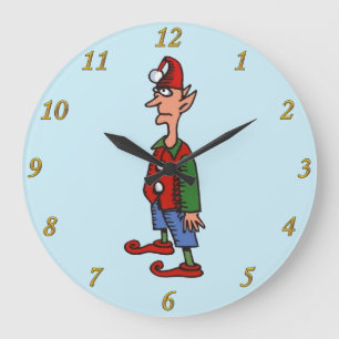 Elf At Attention blue wall clock
