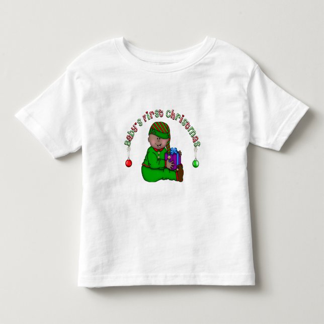 Elf Baby African American 1st Christmas Toddler T-shirt (Front)