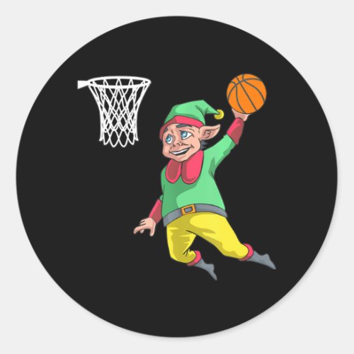 Elf Basketball Christmas Slam Dunk Gif PBV Classic Round Sticker