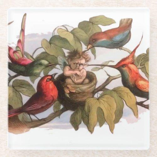 Elf Bird Sprite Pixie Brownie Fairy Tale Glass Coaster