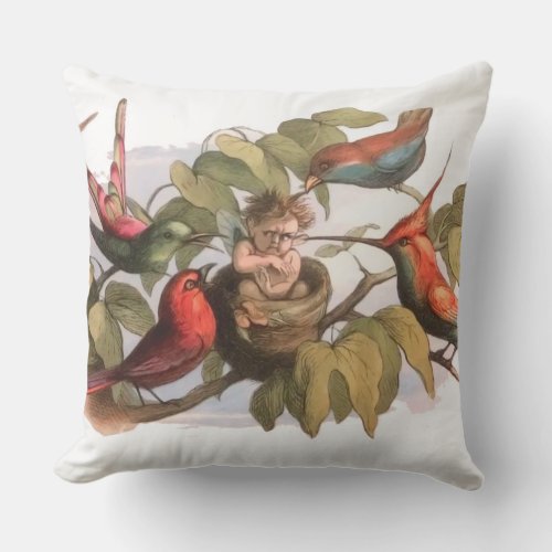 Elf Bird Sprite Pixie Brownie Fairy Tale Outdoor Pillow