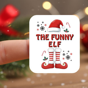 Elf Boots Santa Claus Hat White Christmas Sticker