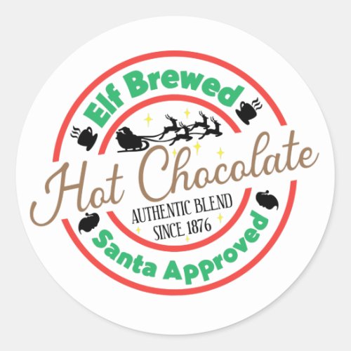 Elf Brewed Hot Chocolate Classic Round Sticker
