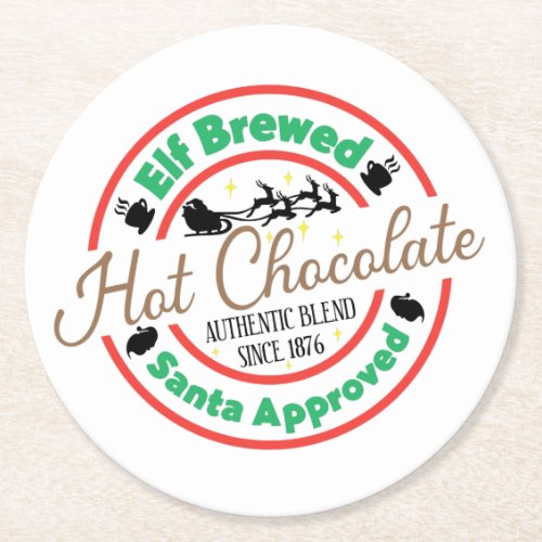 Elf Brewed Hot Chocolate Round Paper Coaster