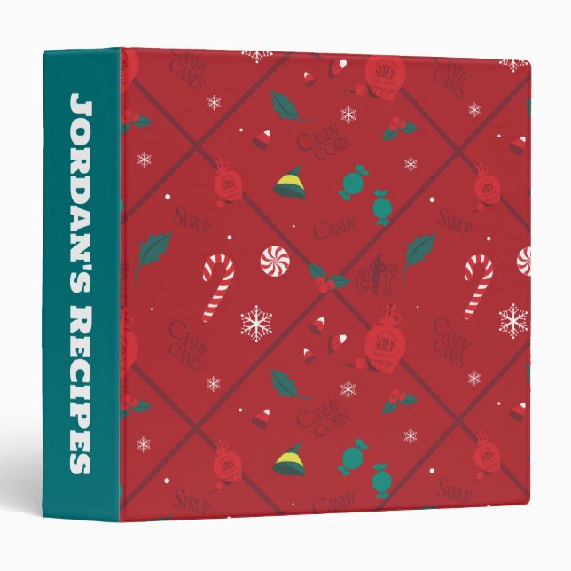 Elf Candy Checker Pattern 3 Ring Binder (Front/Spine)