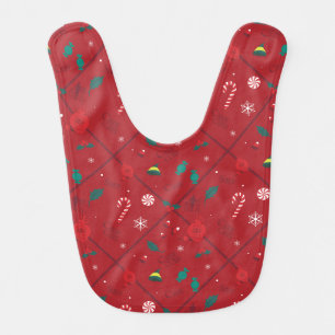 Elf Candy Checker Pattern Baby Bib