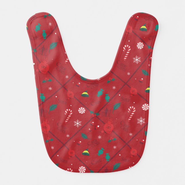 Elf Candy Checker Pattern Baby Bib (Front)