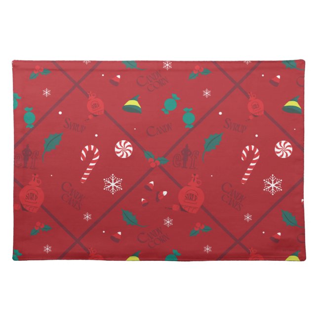 Elf Candy Checker Pattern Cloth Placemat (Front)
