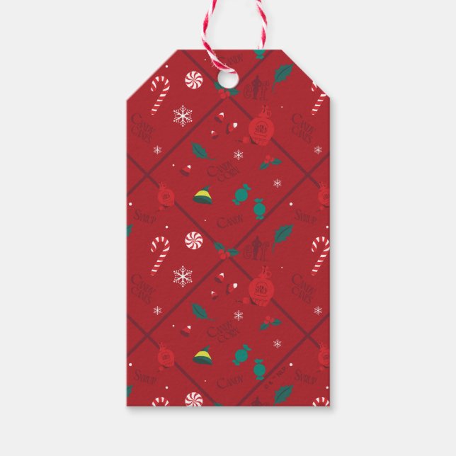 Elf Candy Checker Pattern Gift Tags (Front)