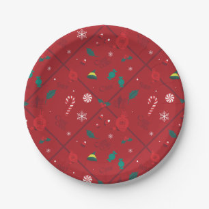 Elf Candy Checker Pattern Paper Plates