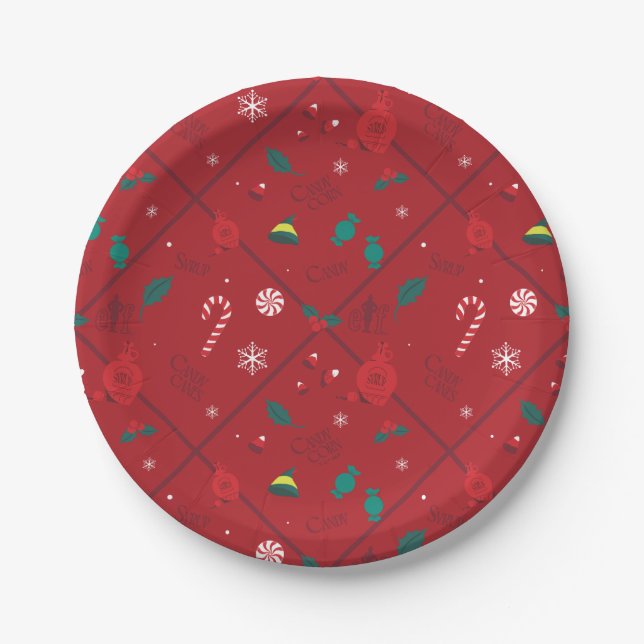 Elf Candy Checker Pattern Paper Plates (Front)