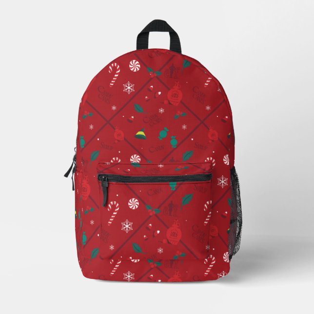 Elf Candy Checker Pattern Printed Backpack (Front)