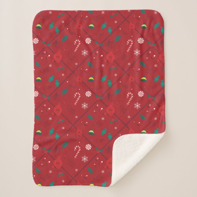 Elf Candy Checker Pattern Sherpa Blanket (Front)