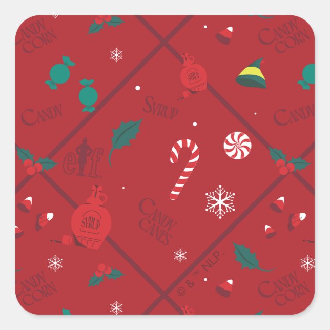 Elf Candy Checker Pattern Square Sticker (Front)