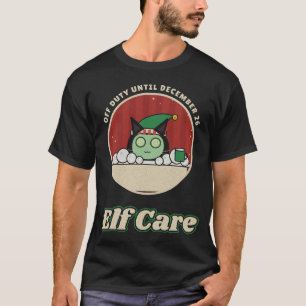 Elf Care Funny Christmas Black Cat Spa Day T-Shirt