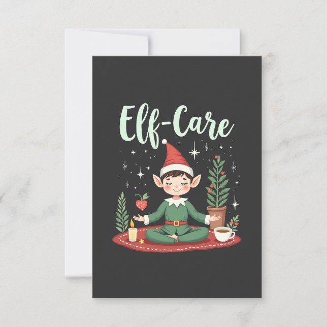 Elf Care Funny Christmas Elf Magical Self Care  Thank You Card (Front)