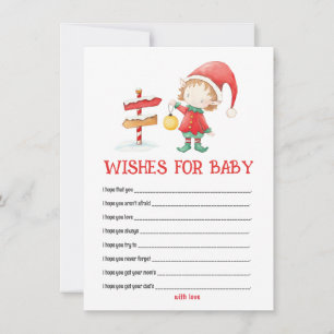 Elf, Christmas Baby Shower Wishes for Baby Note Card