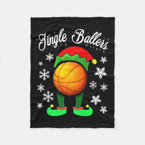 Elf Christmas Basketball Matching Family Group Par Fleece Blanket