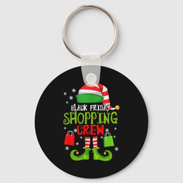 Elf Christmas Black Shopng Funny Friday Shopng Cre Keychain (Front)