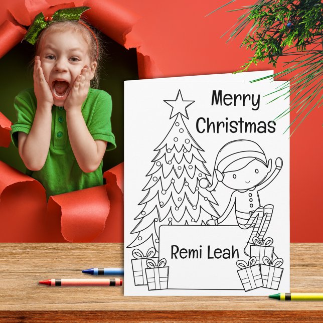 Elf Christmas Coloring & Game Activity Card (Our Elf Coloring Activity Card is a delightful canvas for kids to express their holiday creativity.)