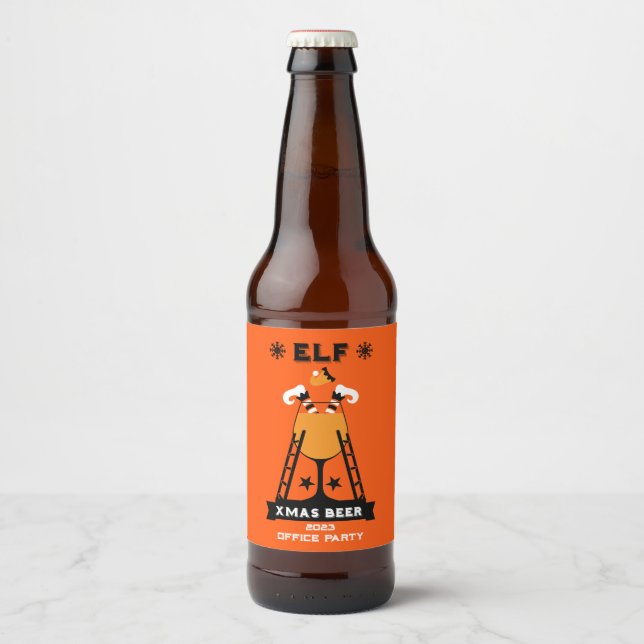Elf Christmas Drink Beer Bottle Label (Front)