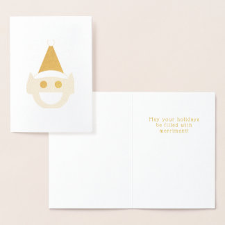 Elf Christmas Holiday Cute Fun Smiling Happy Foil Foil Card
