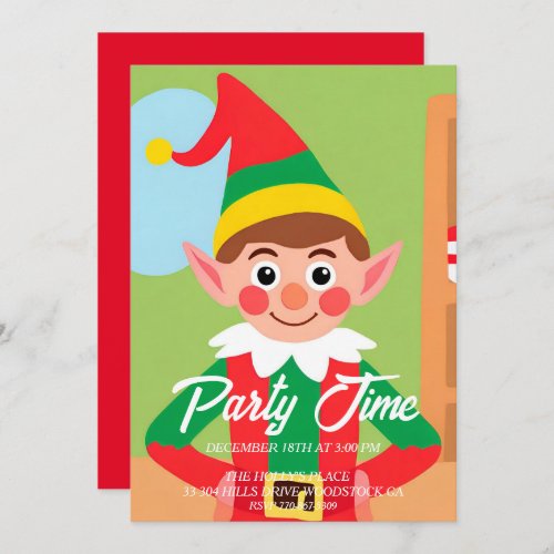 Elf Christmas Holiday Party Invitation