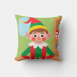 Elf Christmas Holiday Throw Pillow