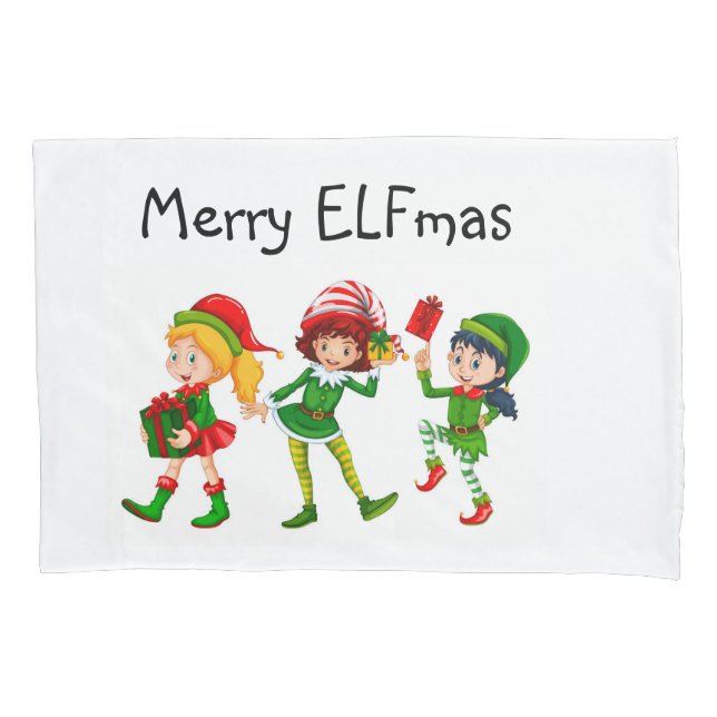 ELF Christmas Pattern Wrapping Paper Pillow Case (Front)