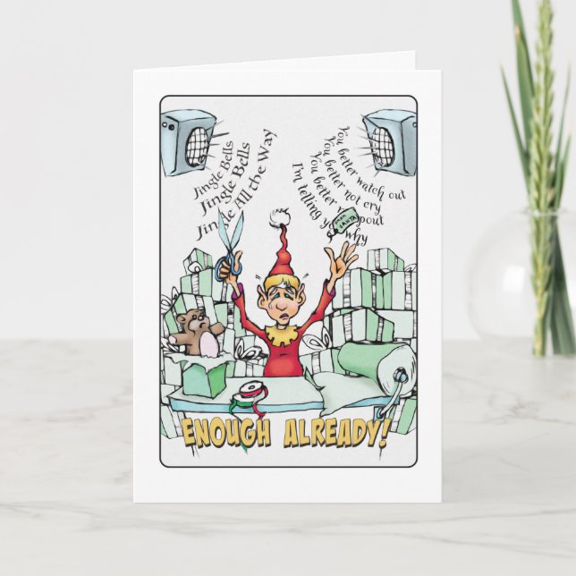 Elf Christmas Wrap Music Holiday Card (Front)