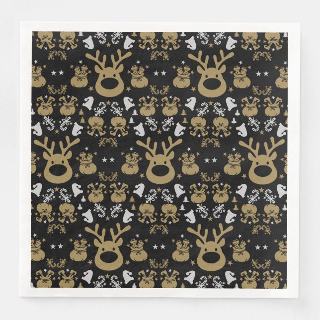 Elf Christmas Wrapping Paper Dinner Napkins (Front)